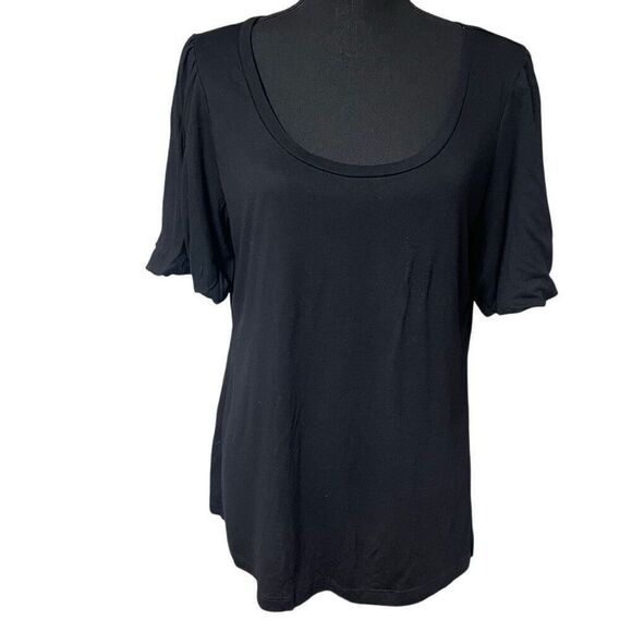 Old Navy Black Bubble Puff Sleeve Scoop Neck Top - Picture 1 of 6